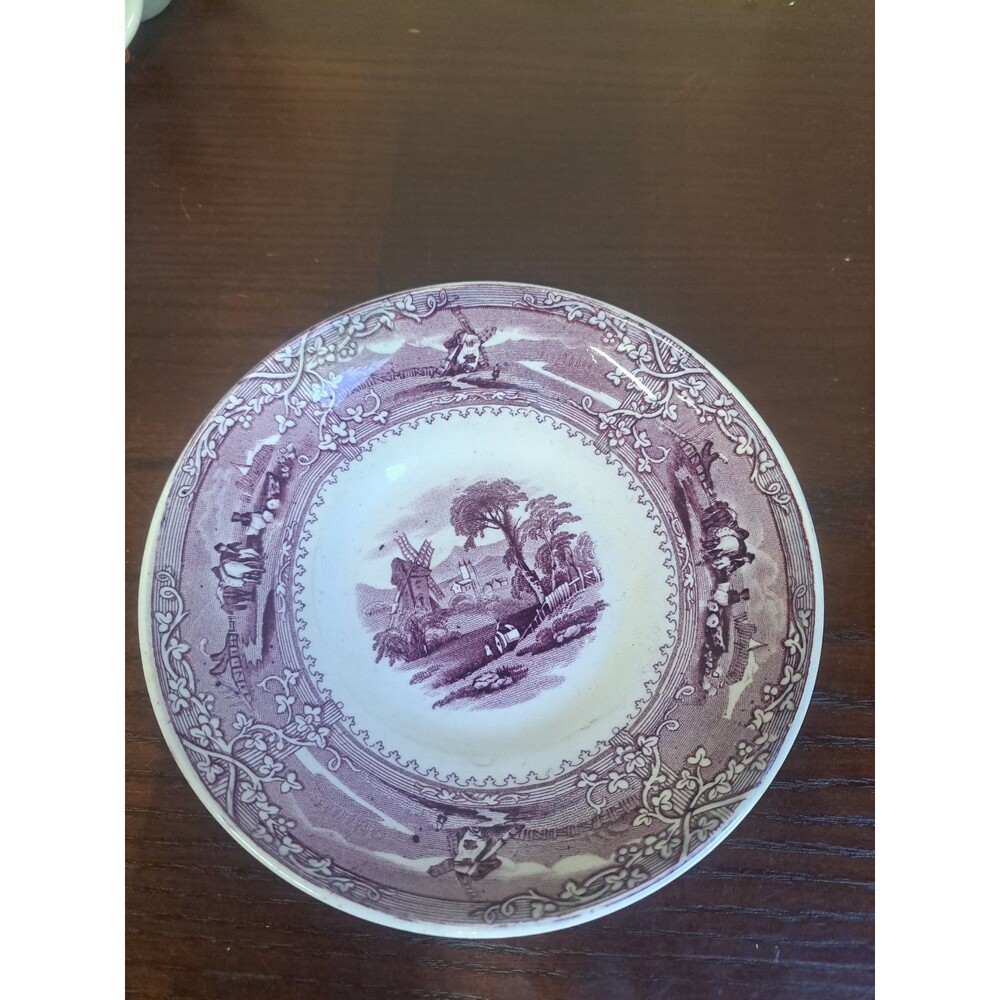 Antique Mid 19th Century Staffordshire Eon Purple Mulberry Transferware...